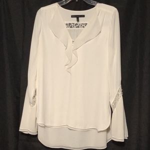 WHBM sheer blouse w/ long flared sleeves
